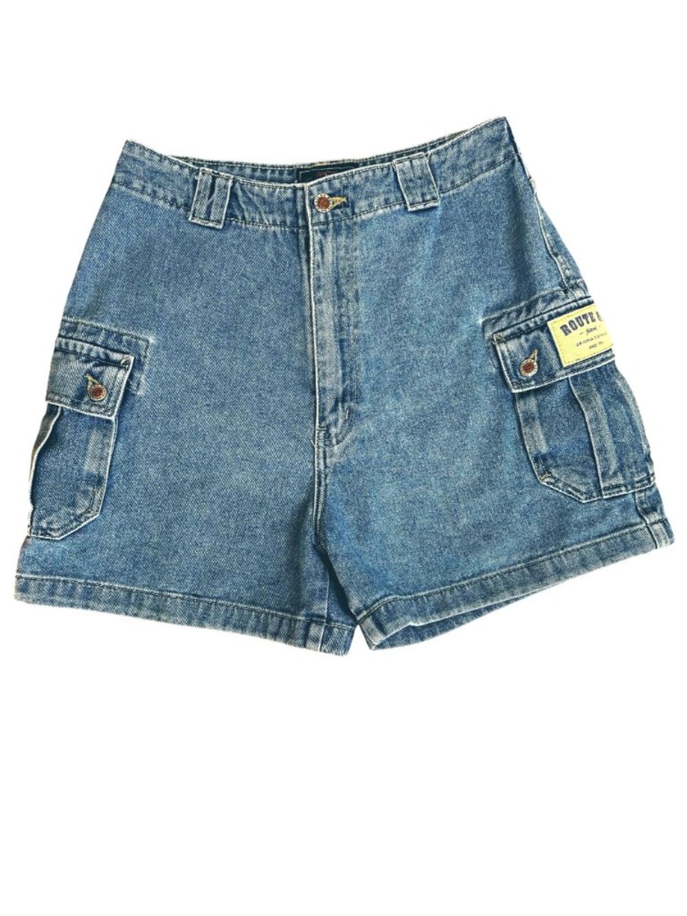 ROUTE 66 Vintage Y2K Denim Cargo Pockets Jorts High Waisted Jean Shorts 11/12